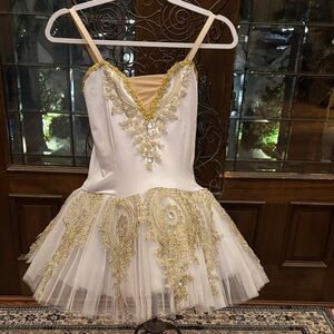 Elegant custom-made Gold and White  Ballet Costume